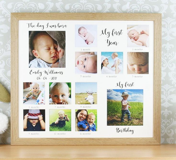 My first year personalised oak photo frame first birthday gift Newborn gift firs...