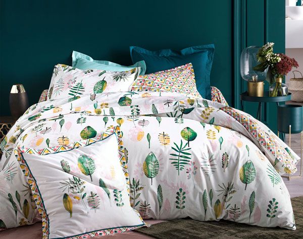 Linge de lit feuilles de palme BECQUET CRÉATION | Linge de Linge de lit feuilles de palme BECQUET CRÉATION | Linge de