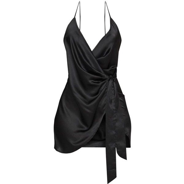 Black Satin Halterneck Wrap Bodycon Dress Online Shop, UP TO 53% OFF |  www.aramanatural.es