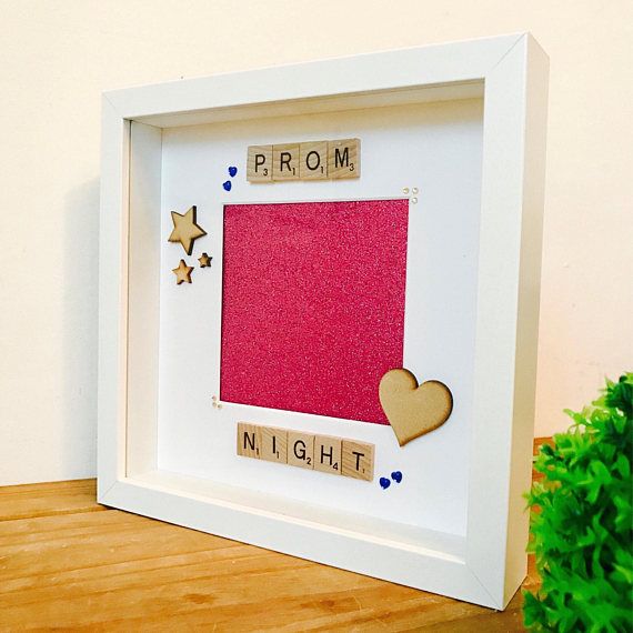 /'Prom Night/' Scrabble Tile Art Personalised Photo Box Frame Gift