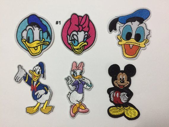 DONALD DUCK /& DAISY DUCK HEAD Embroidered iron-on Patch NEW LOT of 2