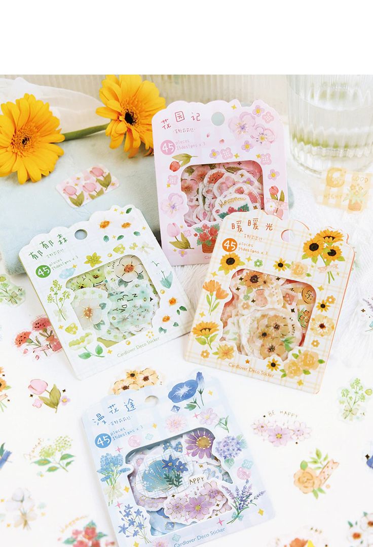 45Pcs DIY Kawaii Journal Diary Decor Flower Stickers Scrapbooking Stationery 45Pcs DIY Kawaii Journal Diary Decor Flower Stickers Scrapbooking Stationery