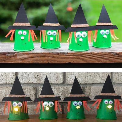 Paper cup witch craft - an easy Halloween craft for kids. Use it for Halloween i...