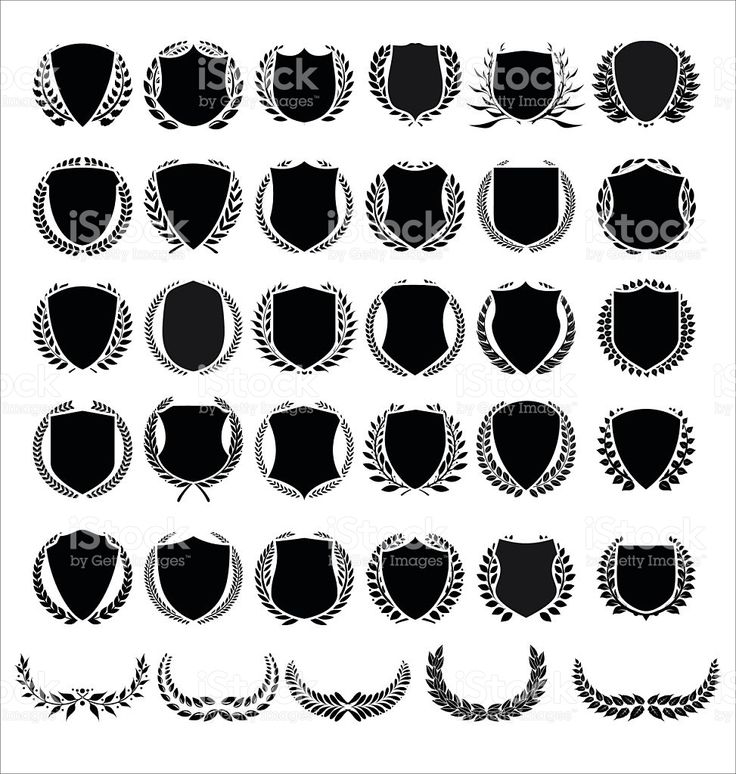 vector medieval shields and laurel wreaths collection