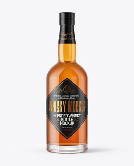 Download Download 750ml Whiskey Bottle with Wooden Cap Mockup ...