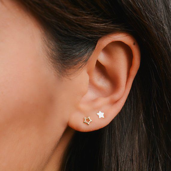 Star Studs Outline Star Stud Earrings Tiny Star Earrings | Etsy | Simple stud earrings, Star earrings stud, Ear jewelry