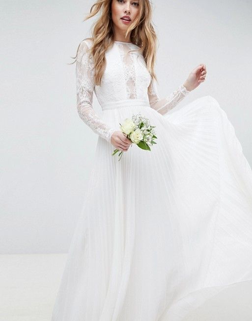 Long Sleeve Lace Bodice Dress
