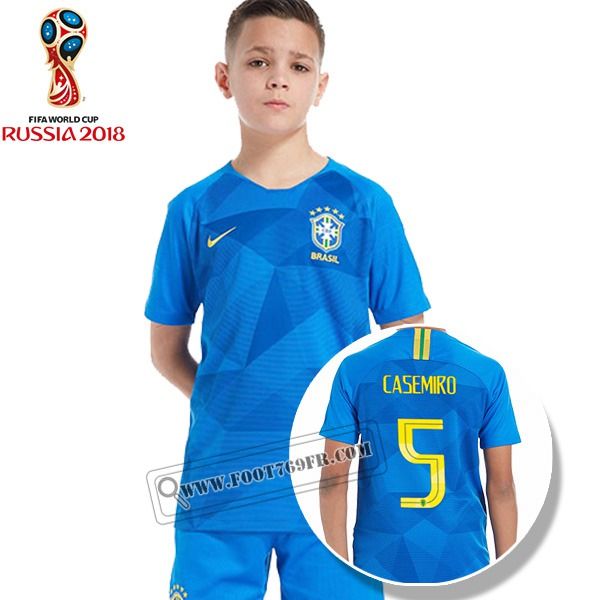 Promo Acheter Nouveau Maillot De Bresil Casemiro 5 Exterieur Bleu Pour Enfant 2018 Coupe Du Monde Maillot De Foot Enfant Maillot De Foot Maillot De Football