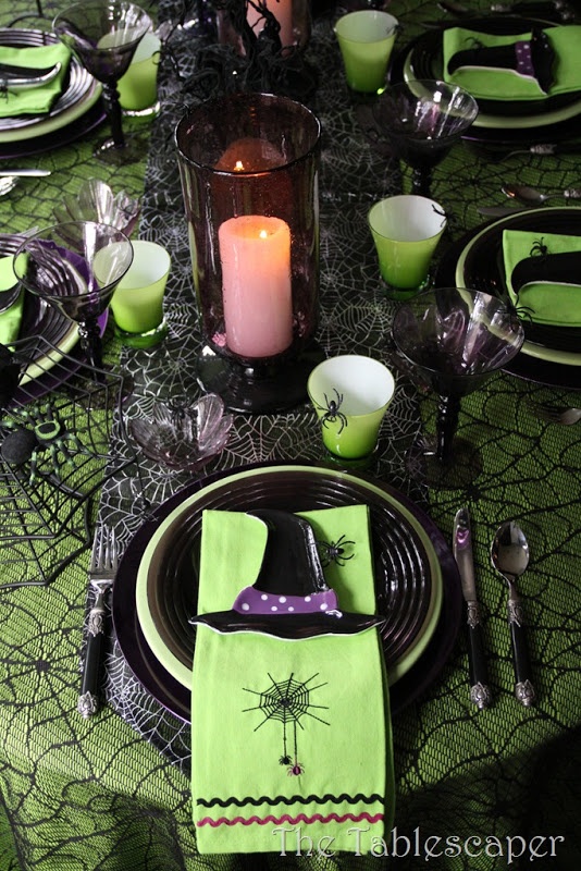 spooky but elegant halloween wedding table settings slv like the lime green with black - Halloween Place Settings spooky but elegant halloween wedding table settings slv like the lime green with black - Halloween Place Settings