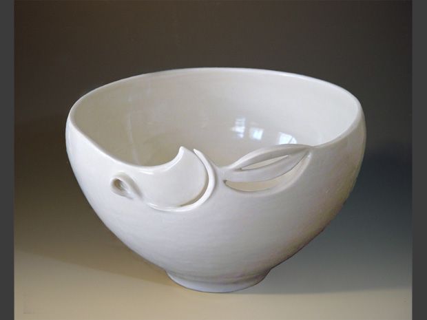 Porcelain Serving Bowl Showing Art Nouveau Influence Thrown And Altered Glazed High Fired Porcelain Serving Bowl Showing Art Nouveau Influence Thrown And Altered Glazed High Fired