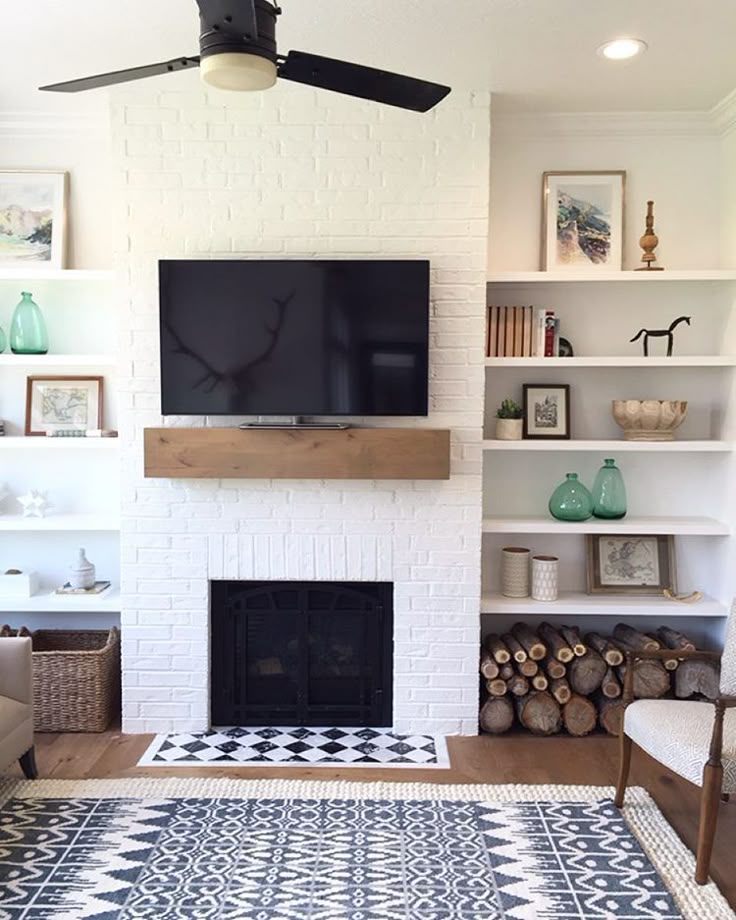 I Love This Super Simple Fireplace Mantle And Shelves Combo Do You I Love This Super Simple Fireplace Mantle And Shelves Combo Do You Just It Am Thinking About Adding Some Floating T Living Rooms