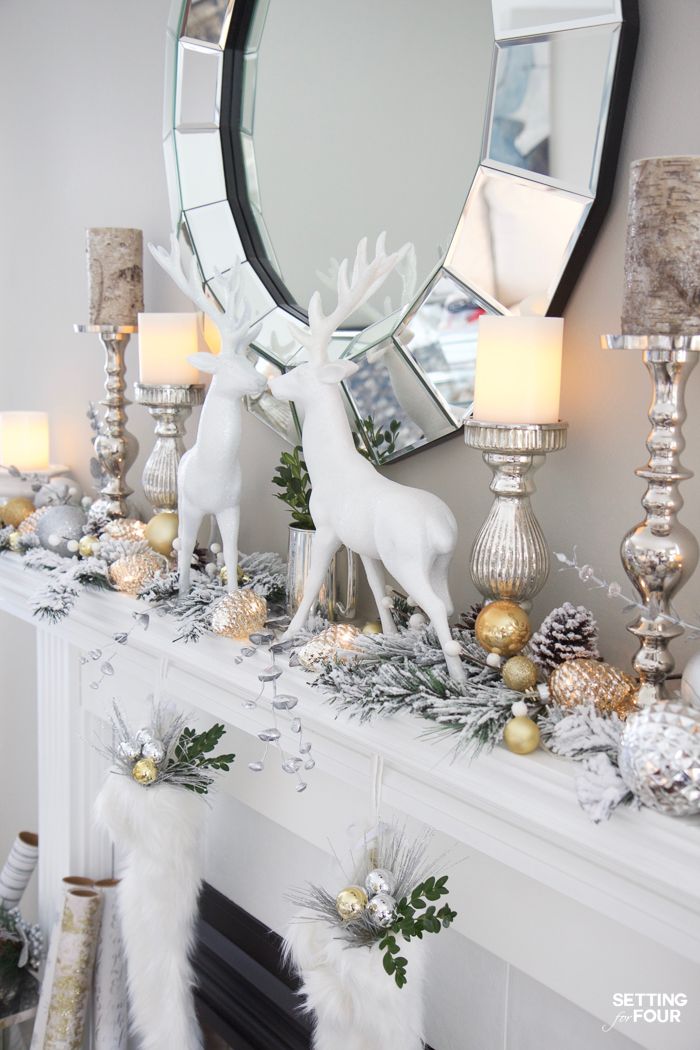 Glam Gold and White Christmas Home Tour & 30 Holiday Homes | Christmas ...