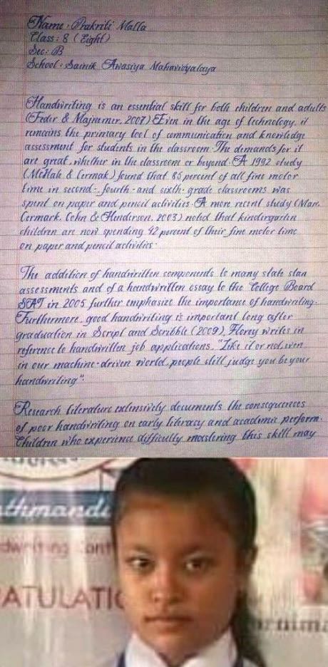 Girl From Nepal Has The Most Beautiful Handwriting In The World