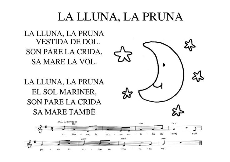 La Lluna La Pruna Lletra Pin de Ricard Orpí en Rítmic-musical | Canciones infantiles, Lluna, El