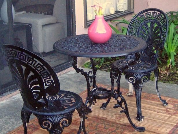 Make The Most Of A Small Backyard Iron Patio Furniture Wrought Chairs Cast Iron Patio Furniture, Small Outdoor Wrought Iron Coffee Table
