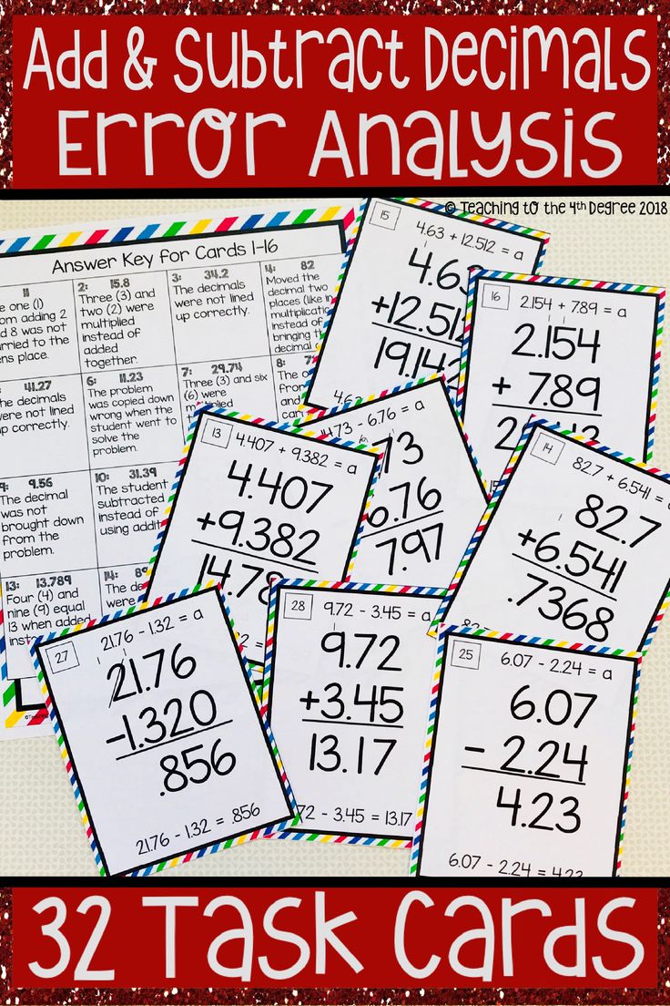 Add & Subtract Decimals Error Analysis Upper elementary