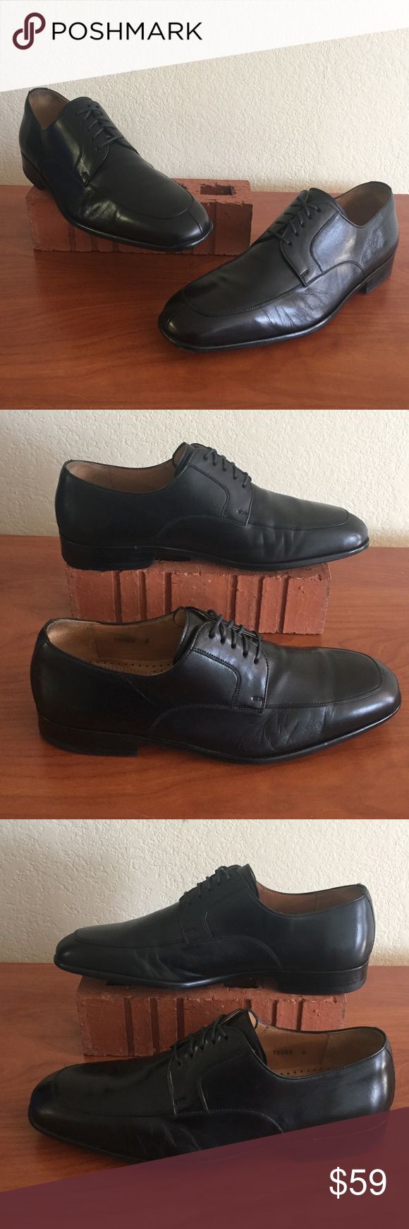 Magnanni Black Leather Split Toe Oxfords Men’s 8 Magnanni Black Leather Split ...