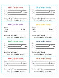 sample of raffle tickets templates