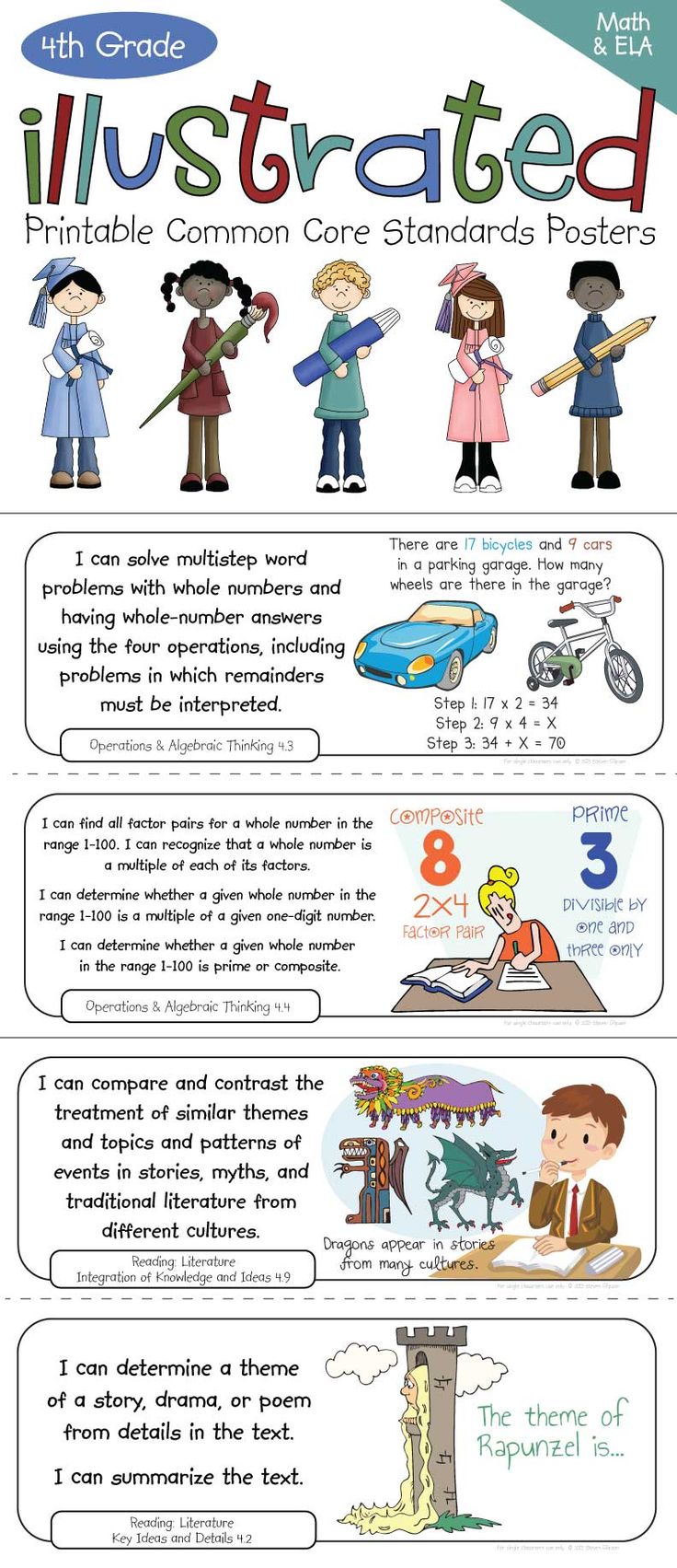 Common Core Standards I Can Statements for 4th Grade