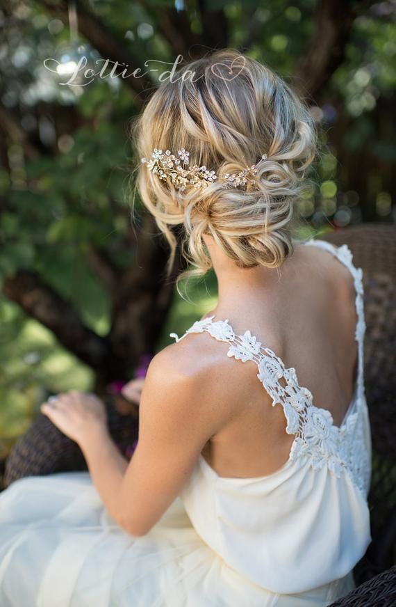 Feb 17, 2020 - Gold Boho Flower Leaf Hair Vine, Bridal Hair comb, Wire Gold Flower Hair Comb, Boho Wedding Gold Hair vine leaves, Boho Headpiece - 'SABLE' images of bridal hair styles - Hair Style Image #images #Gold #HairStyleImage