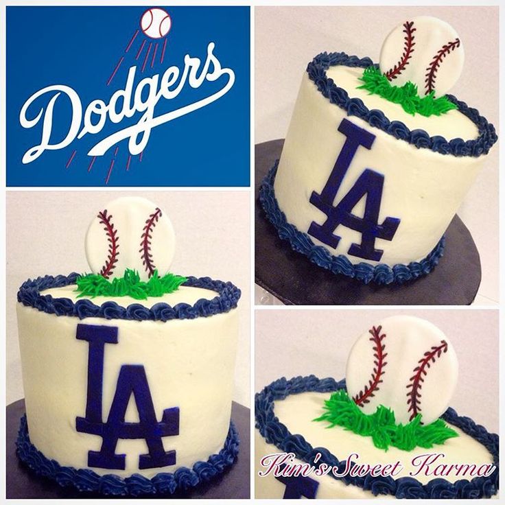 LA Dodgers Cake With Number Four Decoration 2303e00b9db5a305c7c66e1e5c43ffc5