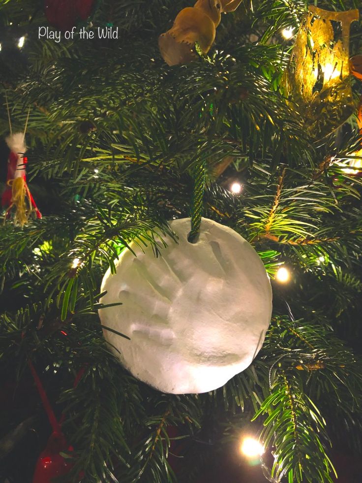 Salt Dough Handprint Ornaments – PlayoftheWild.com | Handprint ... Reindeer Handprint Ornament