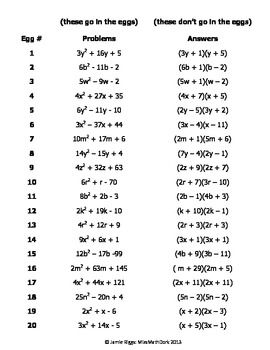 Worksheet factoring trinomials answers