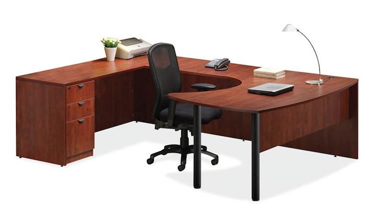 Arc Top U Shaped Desk Cherry