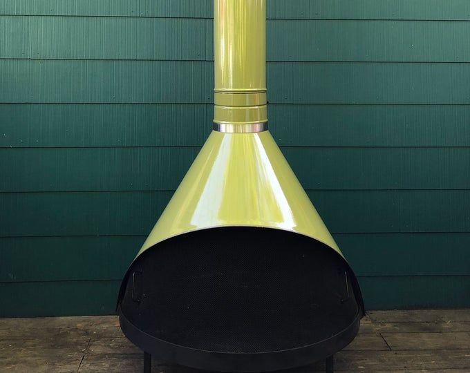 Vintage Preway Malm Majestic Mid Century Modern Fireplace Iconic Design Indoor Outdoor Wood Burning Cone Enamel Vintage Preway Malm Majestic Mid, Indoor Outdoor Wood Burning Cone Enamel Fireplace