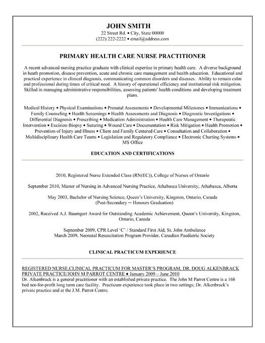 sample health nurse resume