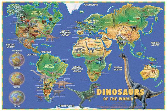 Dinosaurs of the World Wall Map - 23aba6893ac96943365dcba3baa170b5 Dinosaur Fossils Wall Maps