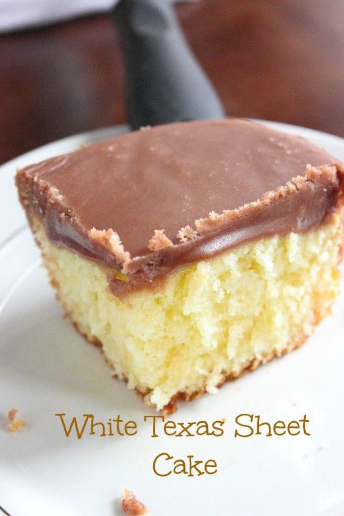White Texas Sheet Cake With Chocolate Fudge Frosting White Texas Sheet Cake With Chocolate Fudge Frosting
