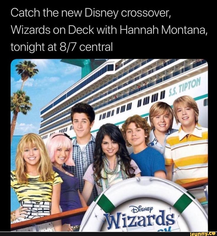 Catch the new Disney crossover, Wizards on Deck with Hannah Montana, tonight at 8/7 central - ) Hannah montana, Disney crossover, Disney memes Catch the new Disney crossover, Wizards on Deck with Hannah Montana, tonight at 8/7 central - ) Hannah montana, Disney crossover, Disney memes