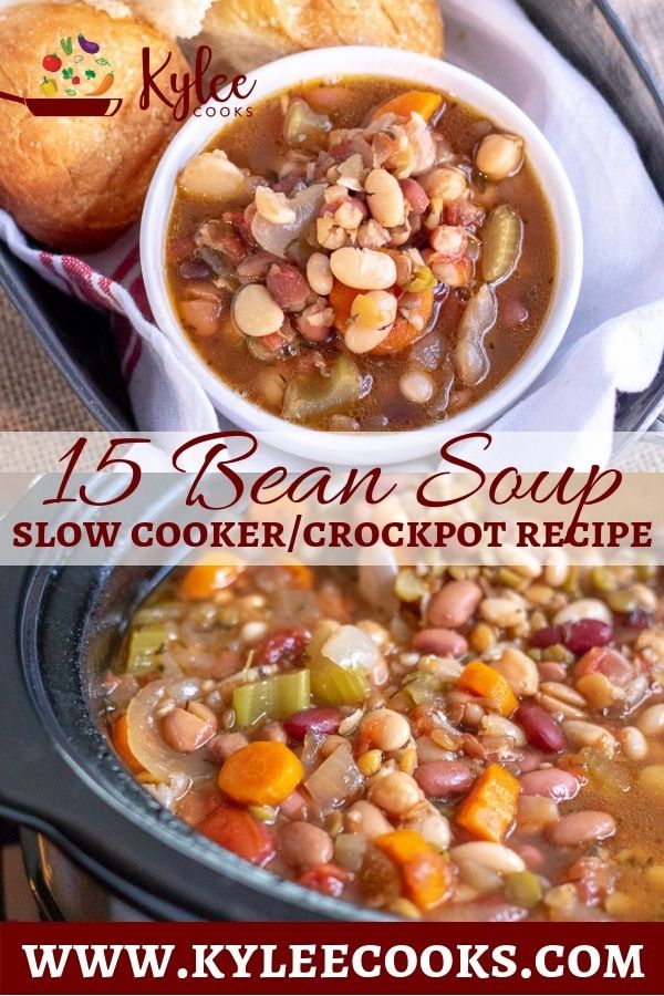 This 15 bean soup cooks ALL day. Come home to deliciouness! #crockpot #recipe ...