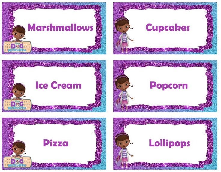food labels | Doc mcstuffins, Doc mcstuffins birthday, Doc mcstuffins birthday party