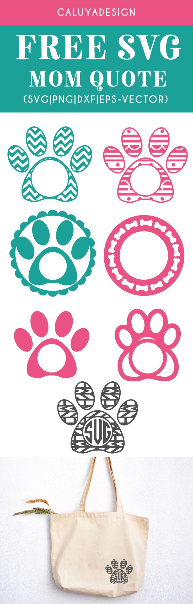 Free Dog Paw Monogram SVG, PNG, EPS & DXF by | Free ...