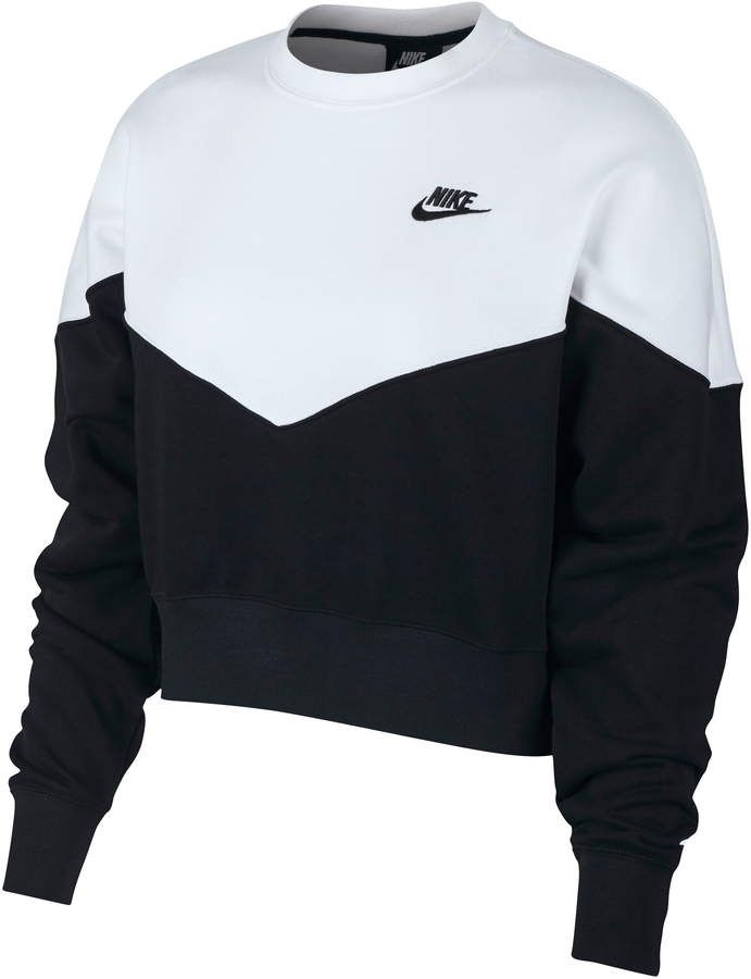 nike heritage crew neck sweat in black