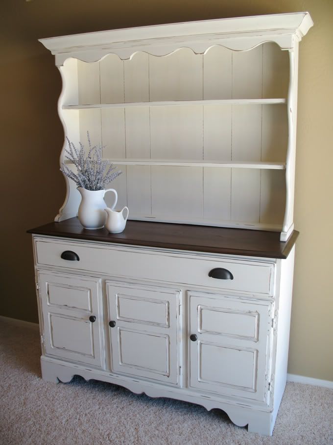 Best 25+ Distressed Hutch Ideas On Pinterest Antique Hutch White hutch with dark top...can't decide between white or black - Best 25+ Distressed Hutch Ideas On Pinterest Antique Hutch