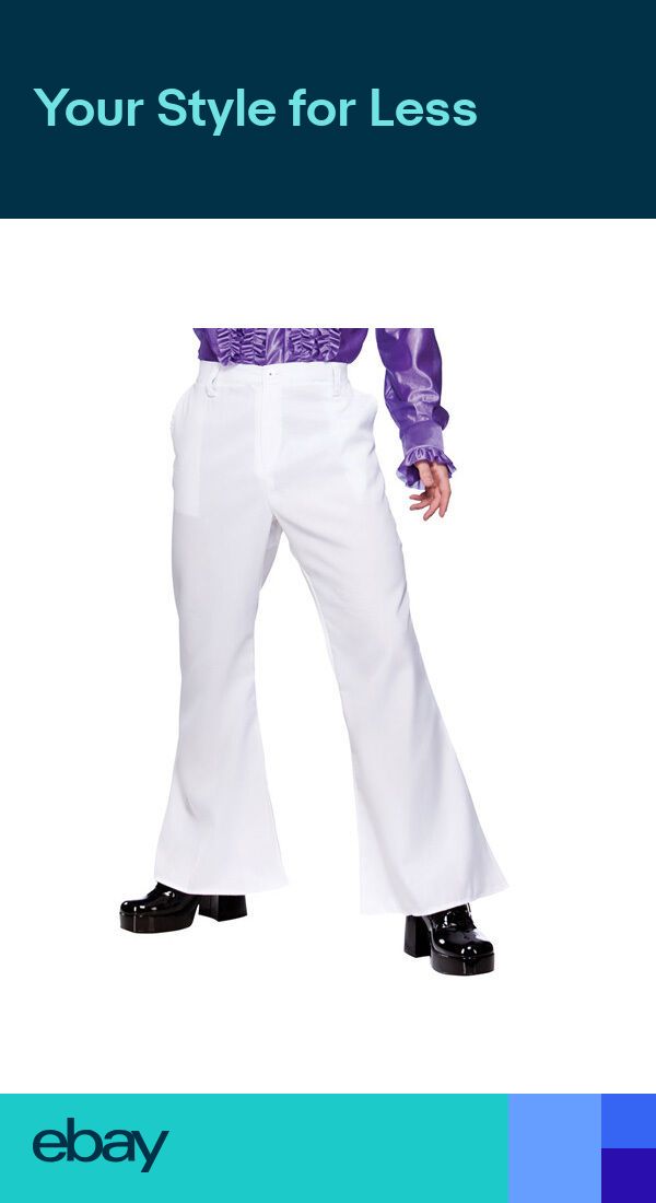 Adult Large 70s 80s Disco Night Fever Flares Trousers Fancy Dress Costume
