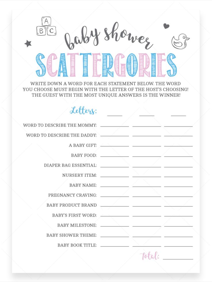 Gender Reveal Baby Scattergories Game Baby shower questions, Baby Gender Reveal Baby Scattergories Game Baby shower questions, Baby