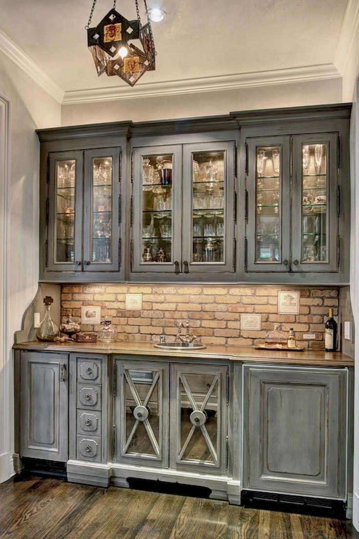 25 Ways To Style Grey Kitchen Cabinets Rustic Farmhouse Kitchen Farmhouse Kitchen Decor Antique Kitchen Cabinets