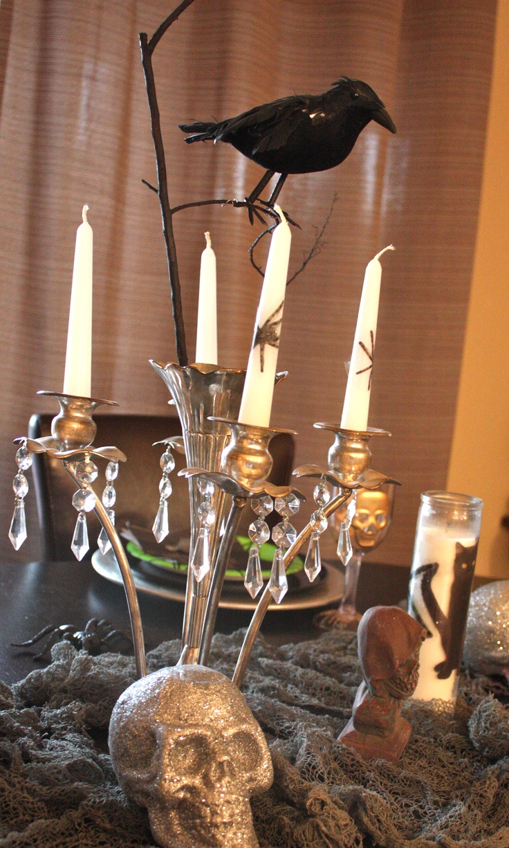 candelabra from goodwill used as a halloween centerpiece display thrift - Halloween Centerpieces Wedding candelabra from goodwill used as a halloween centerpiece display thrift - Halloween Centerpieces Wedding