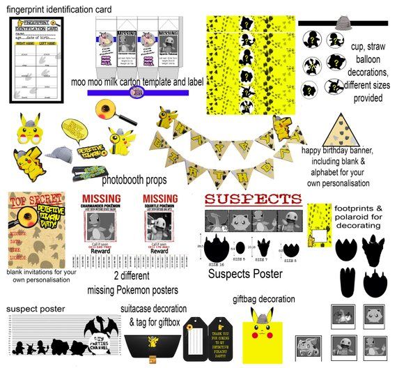 Detective Pokémon Printable Birthday Decoration Celebration Pack graphic regarding Pokemon Posters Printable identified as Detective Pokémon Printable Birthday Decoration Social gathering Pack