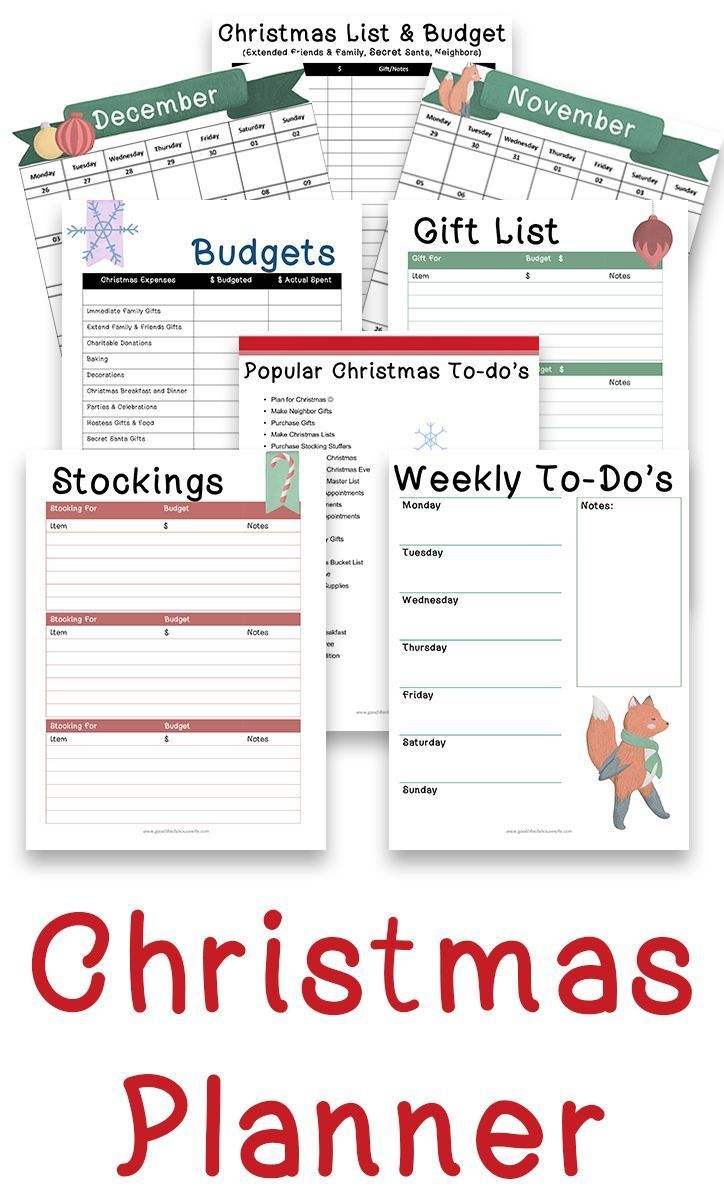 christmas printables and budget planner planner printouts