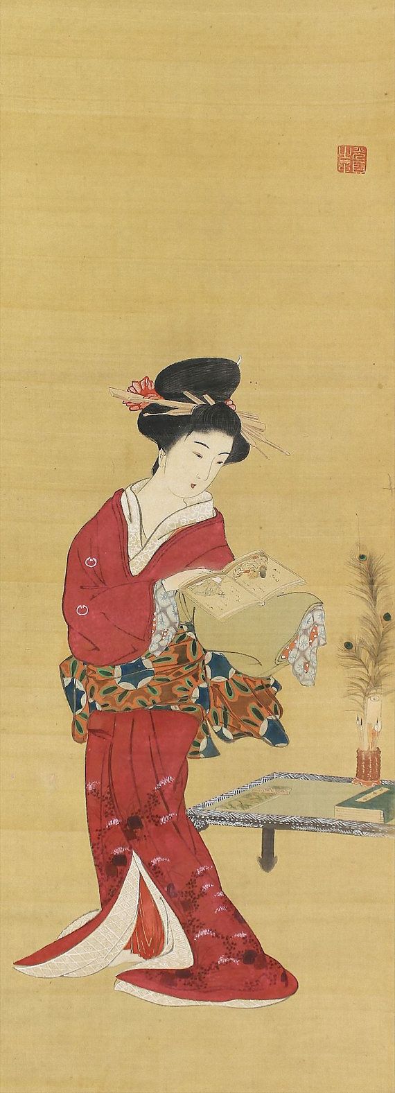 Bijin A Beautiful Woman In Kimono Japanese Hanging Scroll Painting ArtistsAncient ArtPainting Bijin A Beautiful Woman In Kimono Japanese Hanging Scroll Painting ArtistsAncient ArtPainting