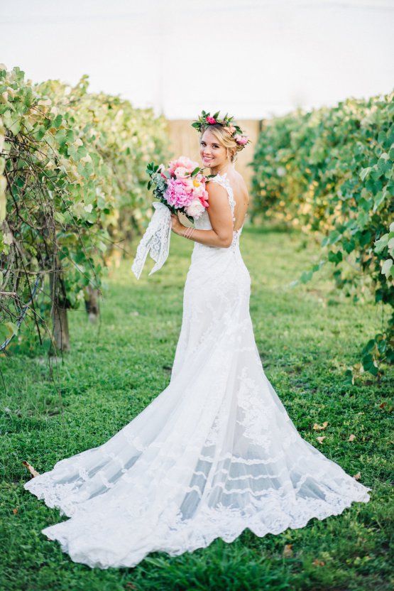 Planning A Colorful Wedding Try Orange Citrus Decor Like This Colorful Florida Orange Grove Wedding Everence Photography Bold Flower Crown Pink Peony Bouquet Bohemian Essense Of Australia Dress