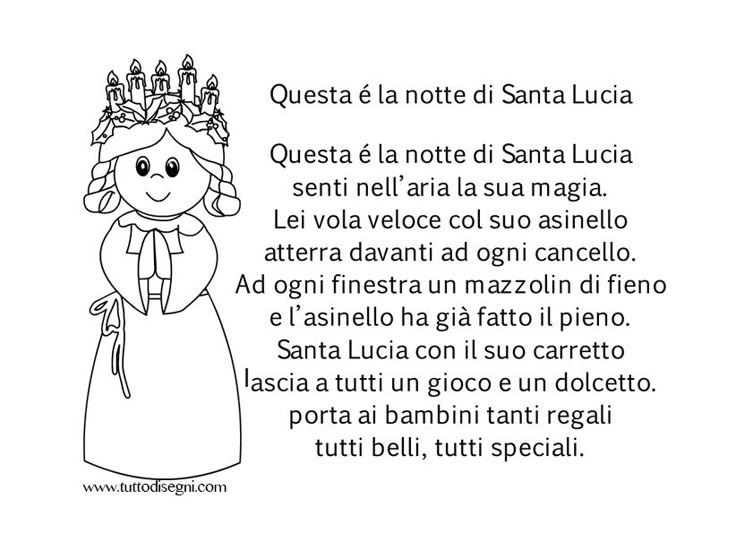 Poesia Santa Lucia - Tuttodisegni.com | Santa Lucia, Filastrocche, Filastrocche Festa