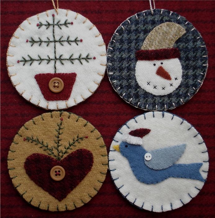 The Wooden Acorn: TDIPT MERCANTILE - Wool Applique Folk Art Penny The Wooden Acorn: TDIPT MERCANTILE - Wool Applique Folk Art Penny Rug Mat and Christmas Ornaments | applique quilt | Wool applique, Felt ornaments patterns, ... - The Wooden Acorn: TDIPT MERCANTILE - Wool Applique Folk Art Penny