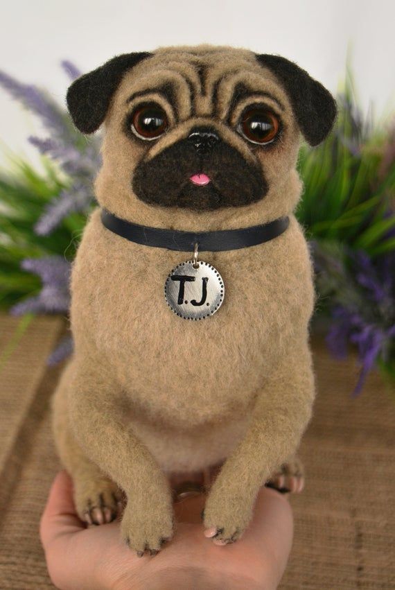 Pug Artist Needle Felted Dog Sculpture Memory Pet Portrait Dog