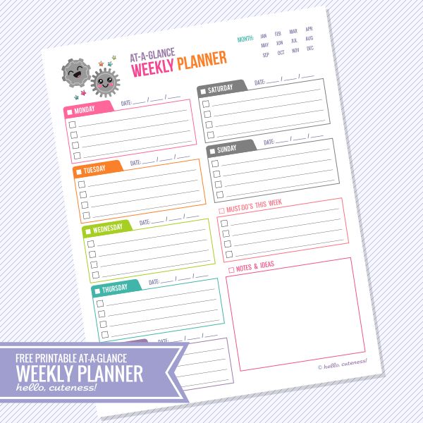 free weekly calendars 2015